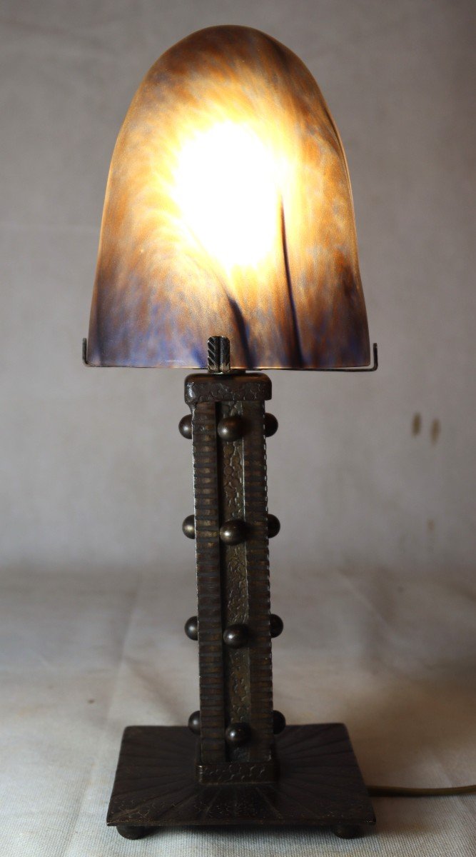 Wrought Iron Mushroom Lamp, Art Deco Circa 1925-photo-1