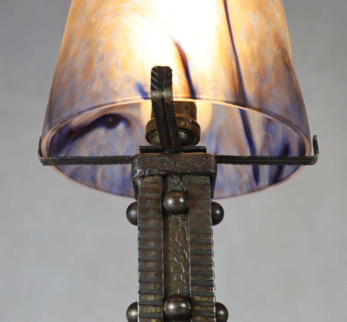 Wrought Iron Mushroom Lamp, Art Deco Circa 1925-photo-5