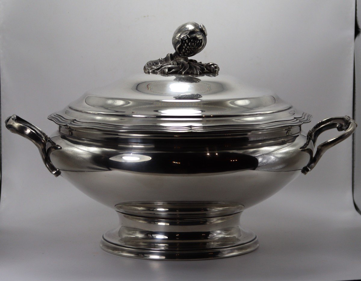 Silver-plated Metal Soup Tureen, Late 19th Century-photo-2