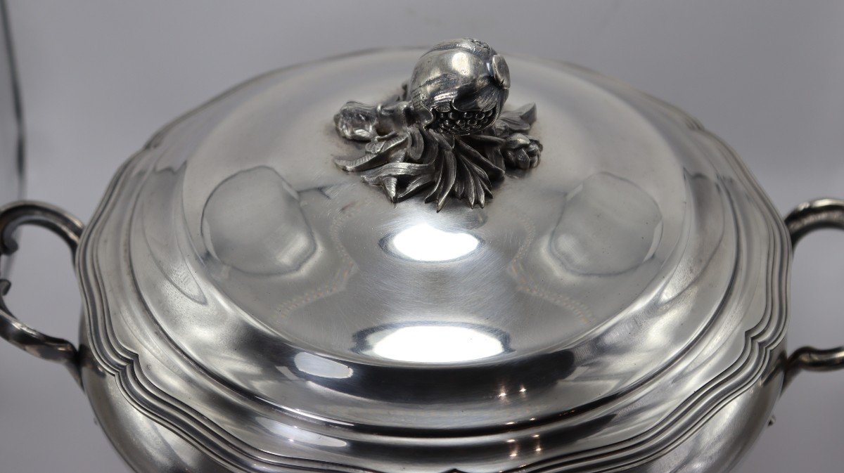 Silver-plated Metal Soup Tureen, Late 19th Century-photo-3