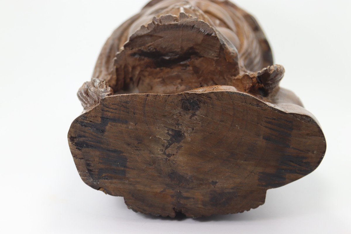 Ebony Head Of Christ Sculpture, 20th Century-photo-2