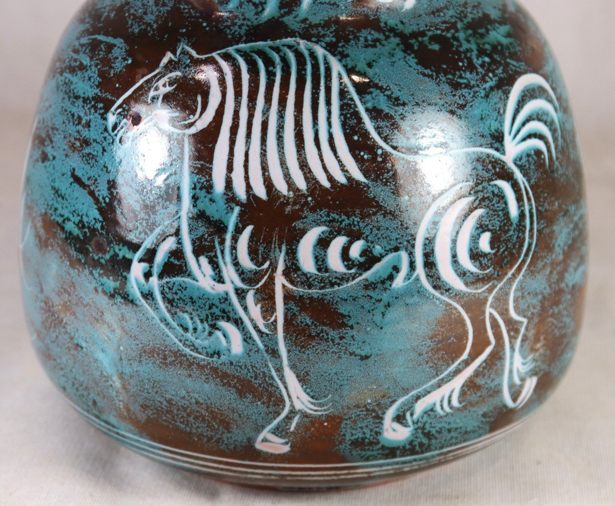 Yvon Roy (xx), Pansu Vase "horses", Atelier Montgolfier, 1960-photo-3