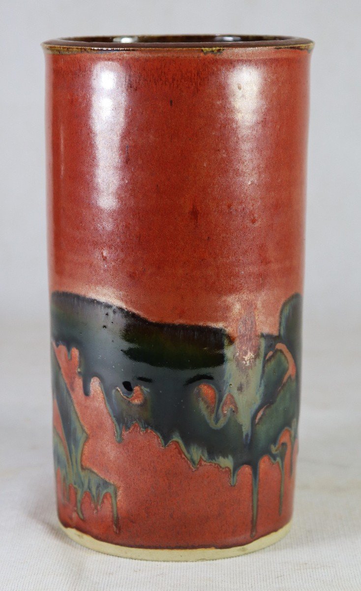 Annie Maume (1945), Enameled Stoneware Vase, Signed, 20th Century-photo-3