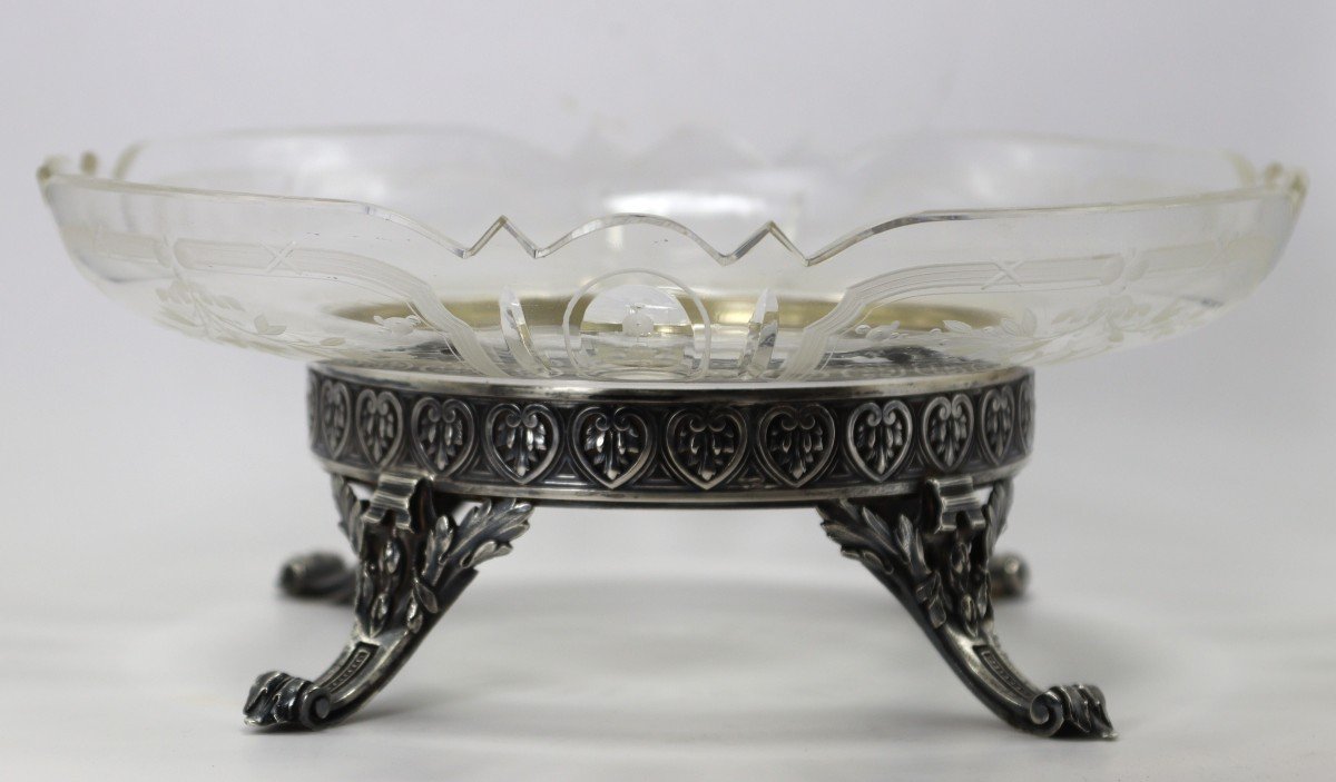 Centre De Table En Cristal De Baccarat Et Argent, Début XXe