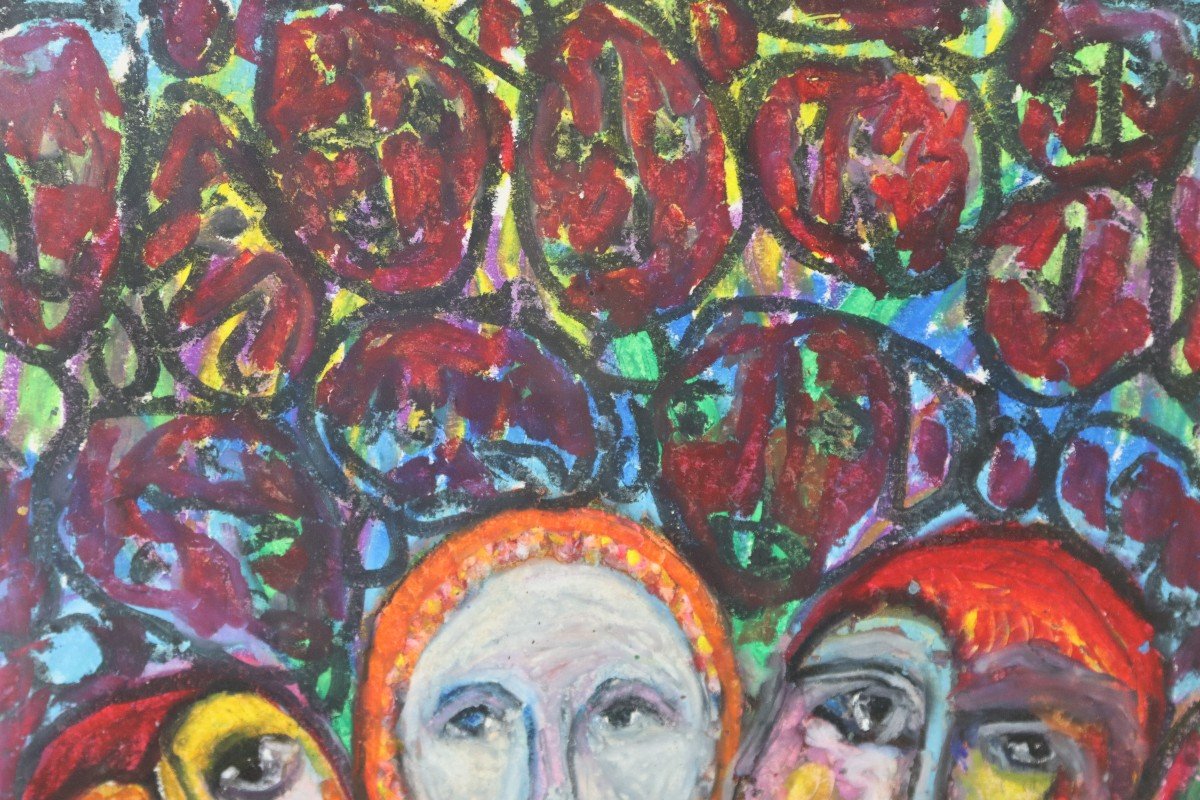 Spanier ( XXe), Gouache " Visages ", Signé Et Daté , XXe-photo-1