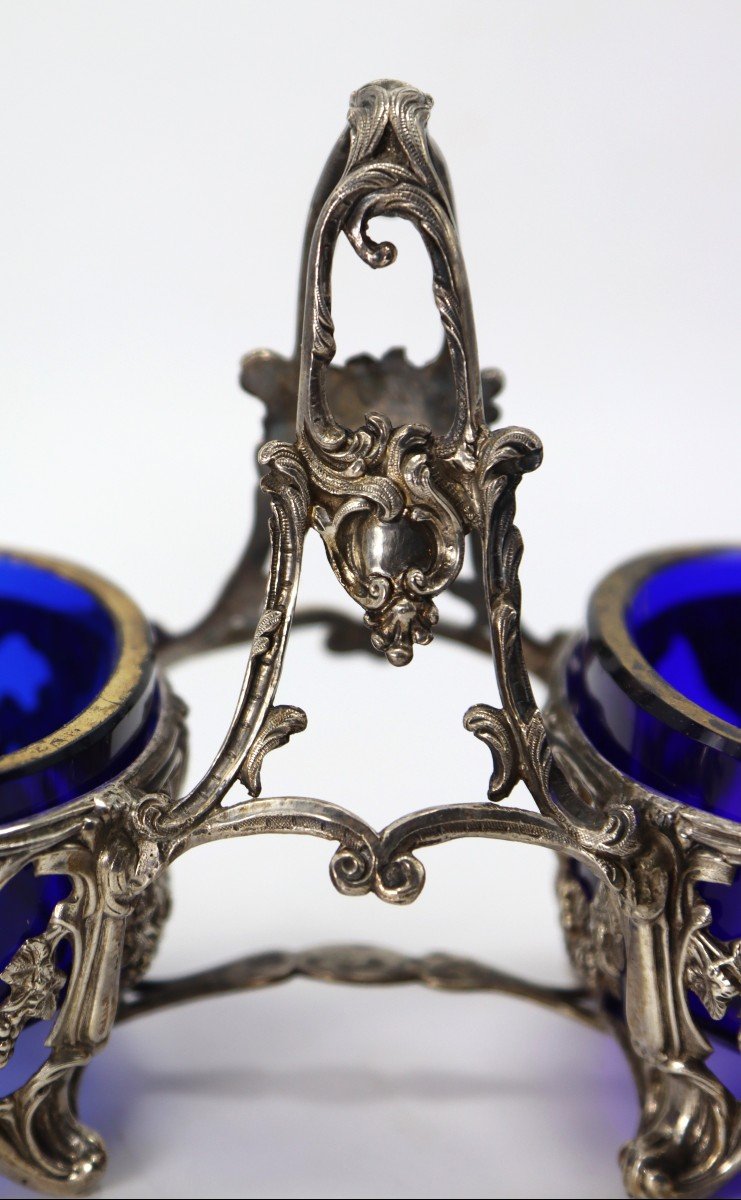 Emile Hugo (1853-1880), Pair Of Double Silver Salt Cellars, 19th Century-photo-4