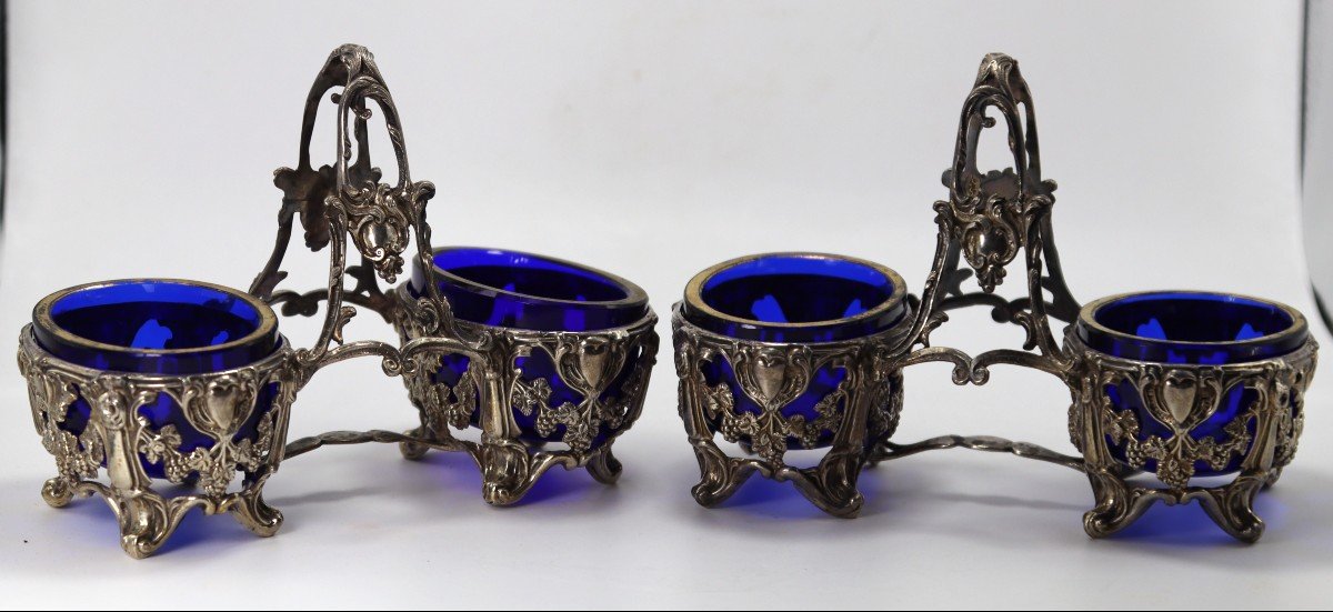 Emile Hugo (1853-1880), Pair Of Double Silver Salt Cellars, 19th Century