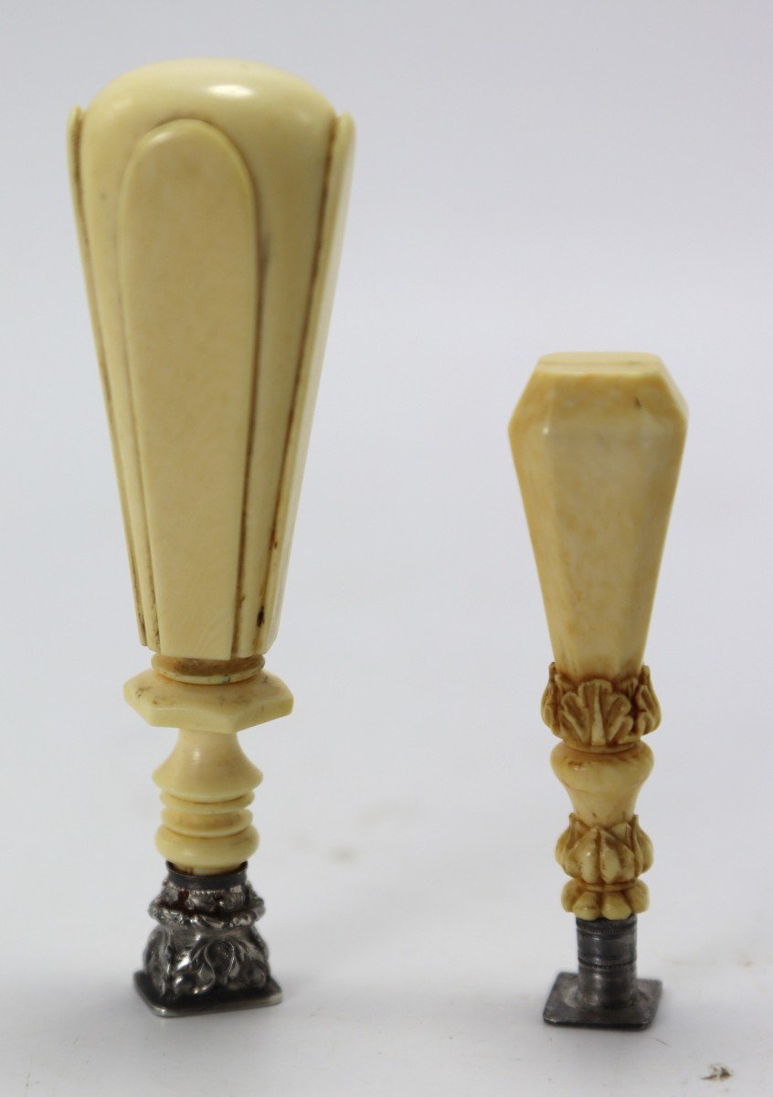 2 Ivory And Silver Seals, Late 19th Century