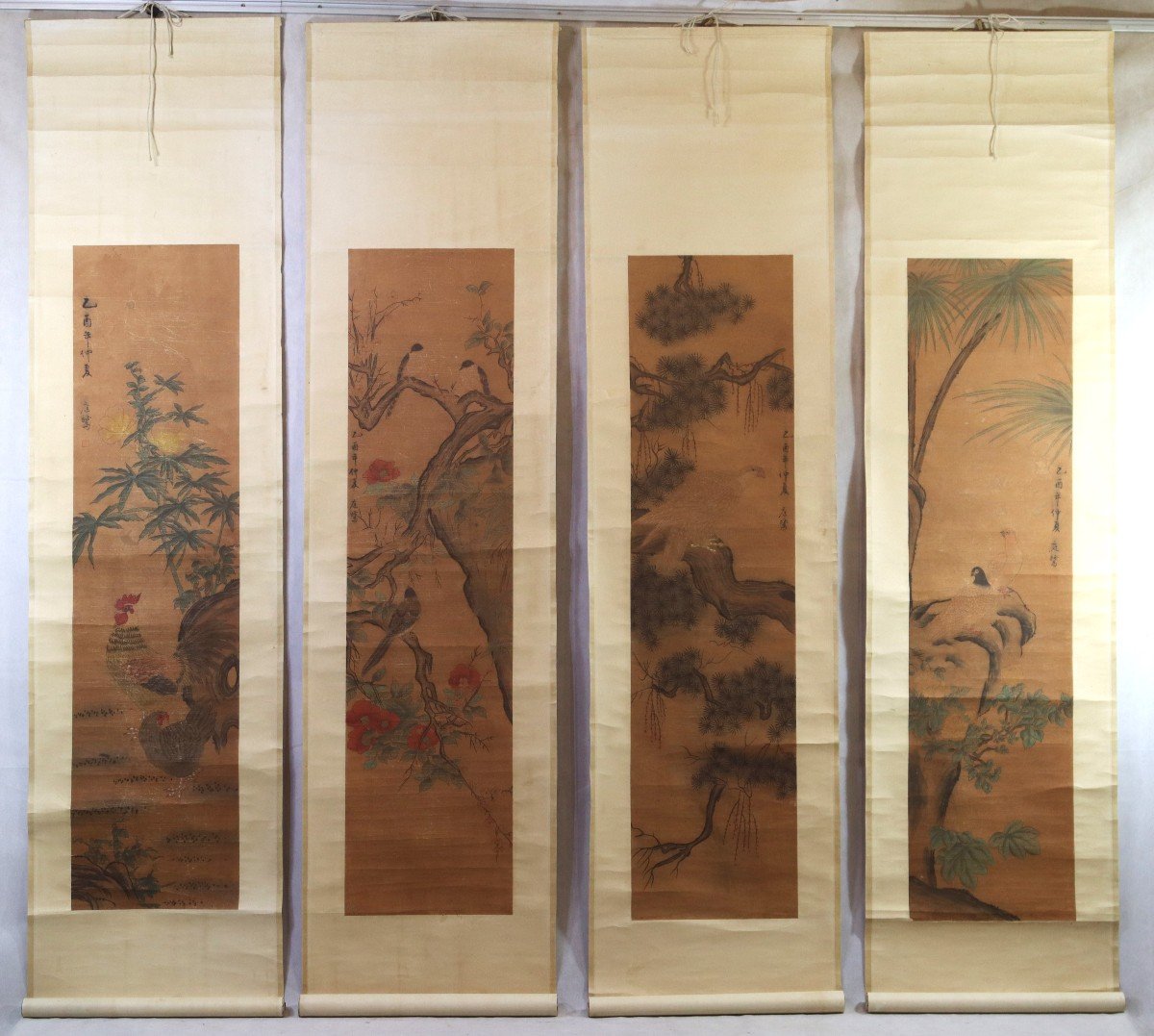 China 20th Century, Set Of Four Hanging Scrolls "summer Of The Yiyou Year", 1945