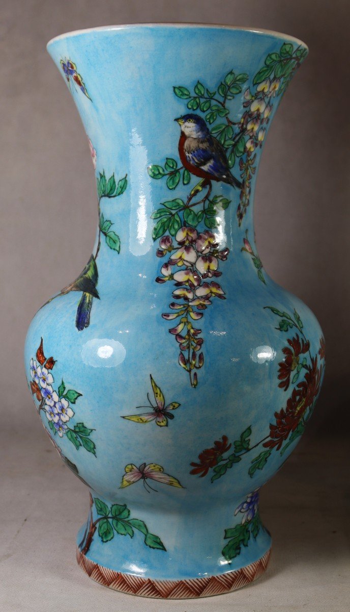 Théodore Deck (1823-1891), Important Paire De Vase Décor Japonisant, XIXe-photo-1