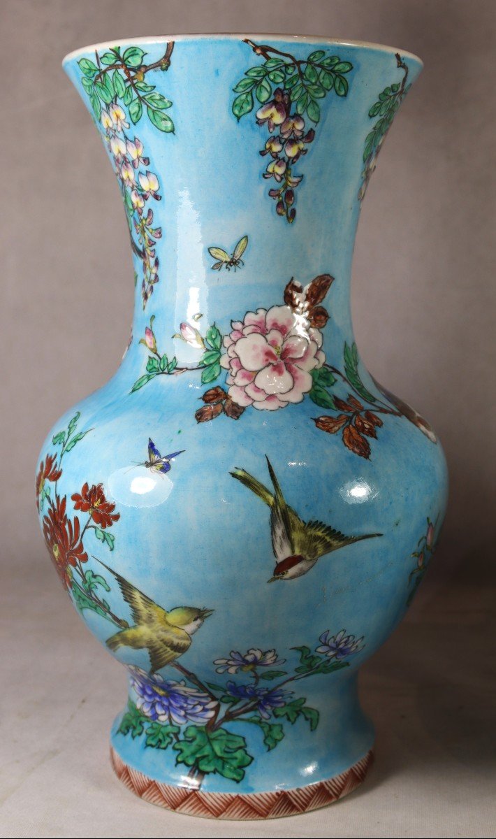 Théodore Deck (1823-1891), Important Paire De Vase Décor Japonisant, XIXe-photo-4