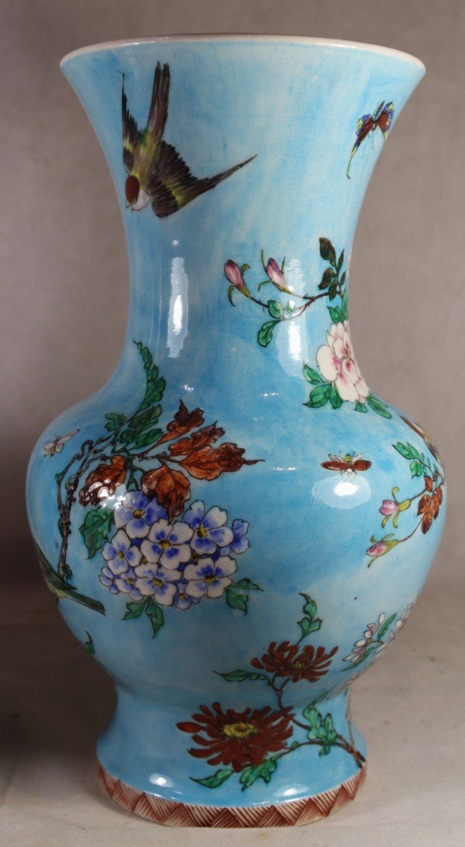 Théodore Deck (1823-1891), Important Paire De Vase Décor Japonisant, XIXe-photo-5