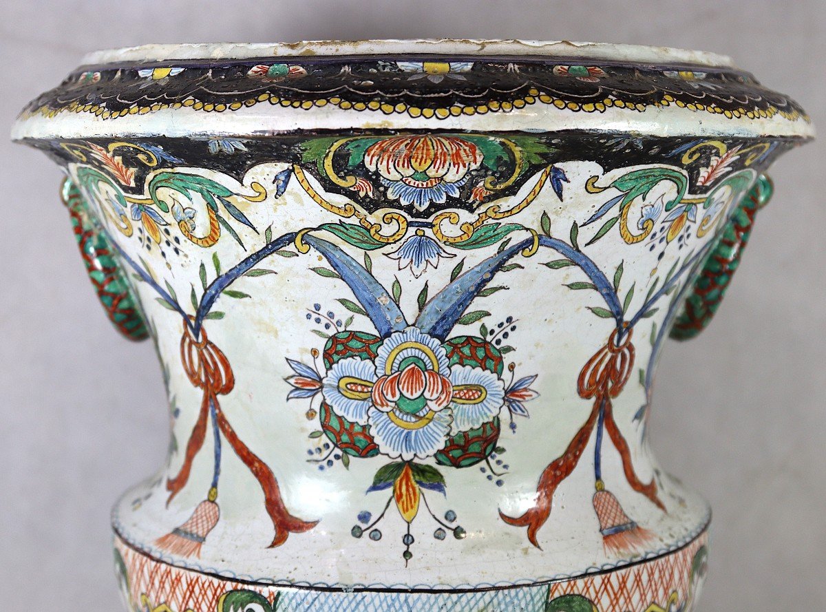 Large Medicis Cachepot, Signed, 18th Century-photo-4