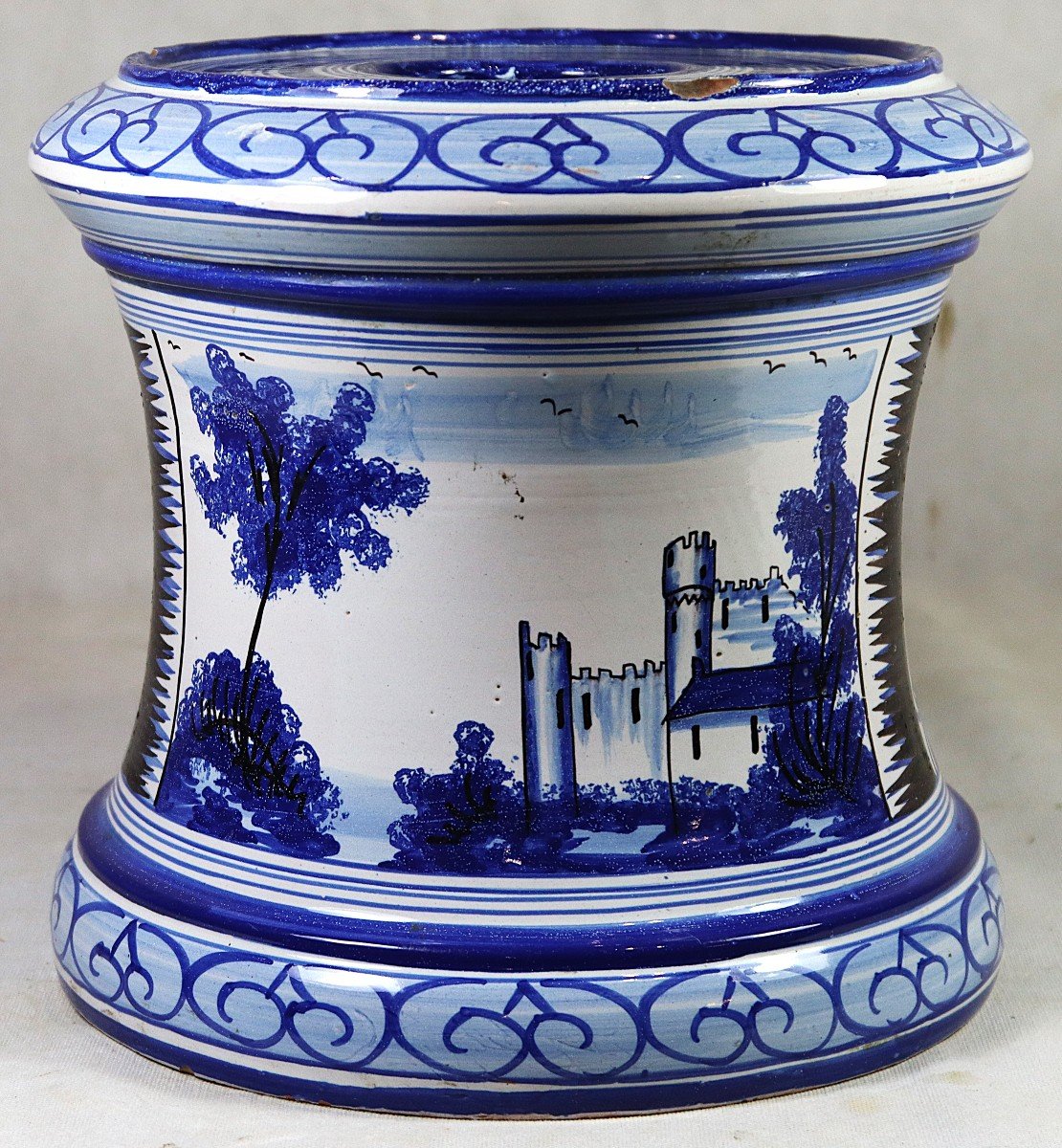 Antoine Montagnon, Nevers, Half Column In Earthenware, Late 19th Century-photo-2