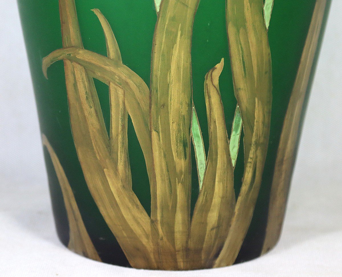 Montjoye (verrerie De Saint Denis), Important Vase Aux " Iris ", Art Nouveau, Vers 1900-photo-1