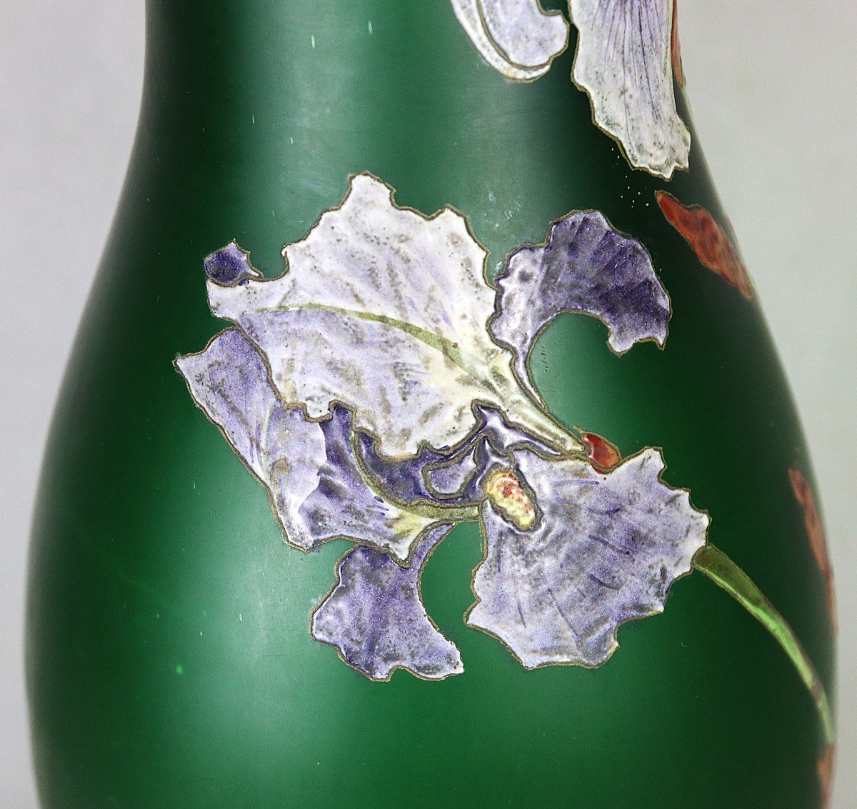 Montjoye (verrerie De Saint Denis), Important Vase Aux " Iris ", Art Nouveau, Vers 1900-photo-8