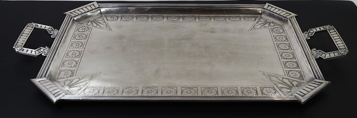 Silver-plated Metal Tray, Circa 1920-photo-3