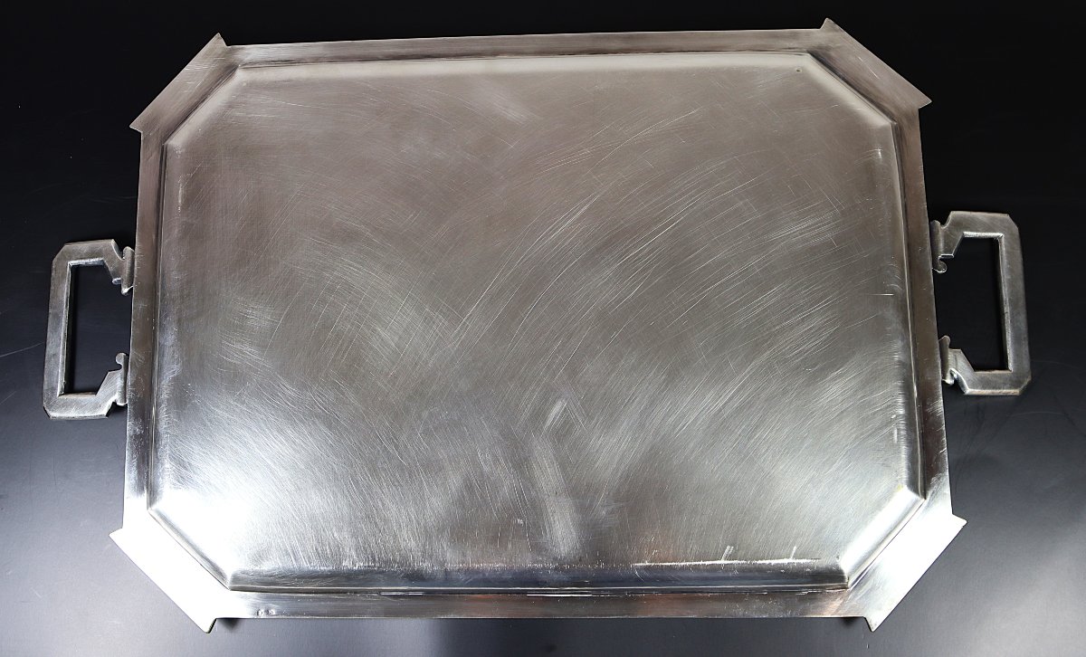 Silver-plated Metal Tray, Circa 1920-photo-4