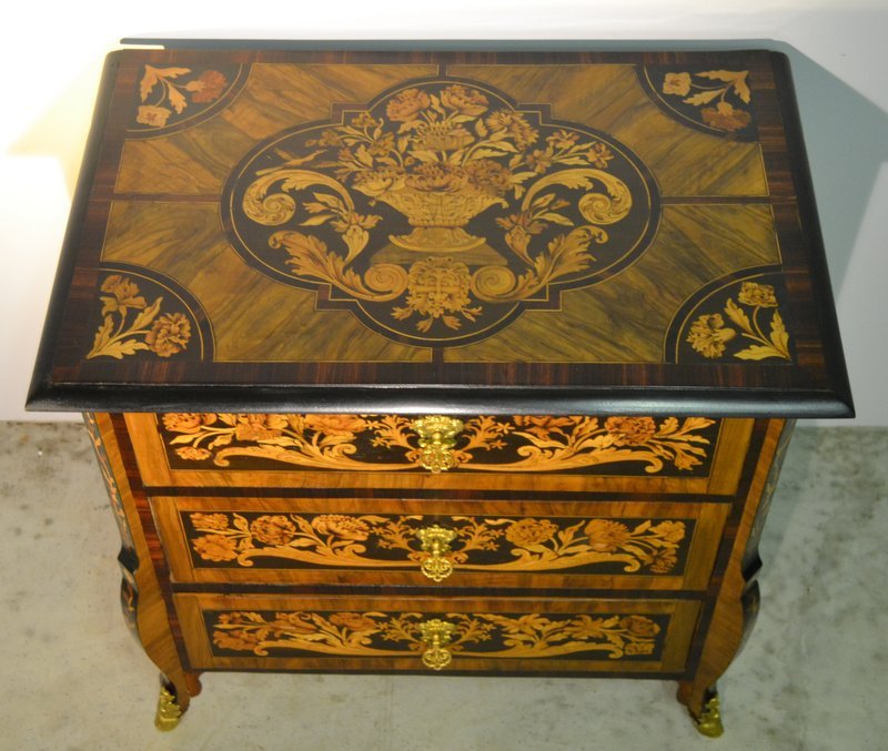 Rare Small Mazarine Louis XIV Commode, XVIIIth-photo-5