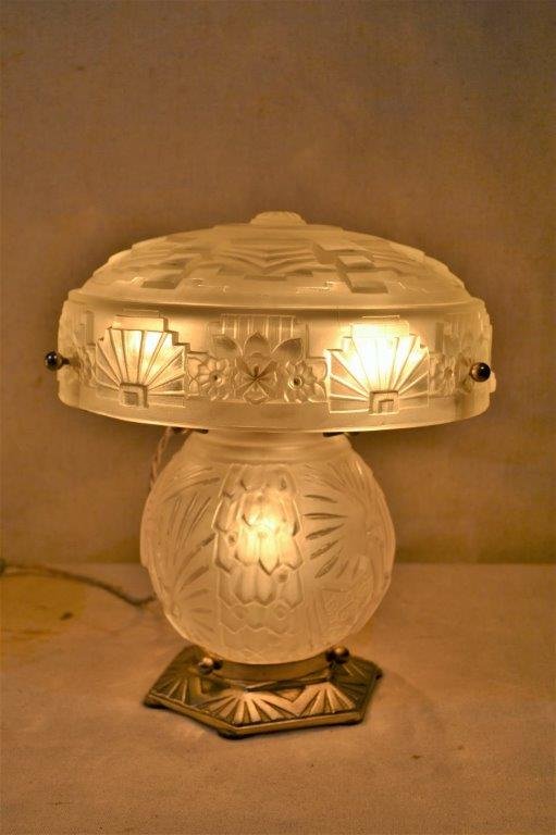 Muller Frères - Lunéville, Pair Of Art Deco Lamps.-photo-2