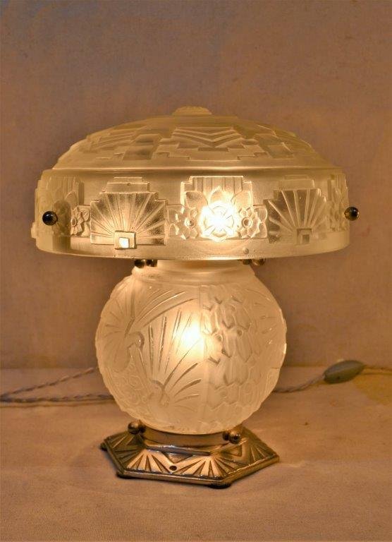 Muller Frères - Lunéville, Pair Of Art Deco Lamps.-photo-3