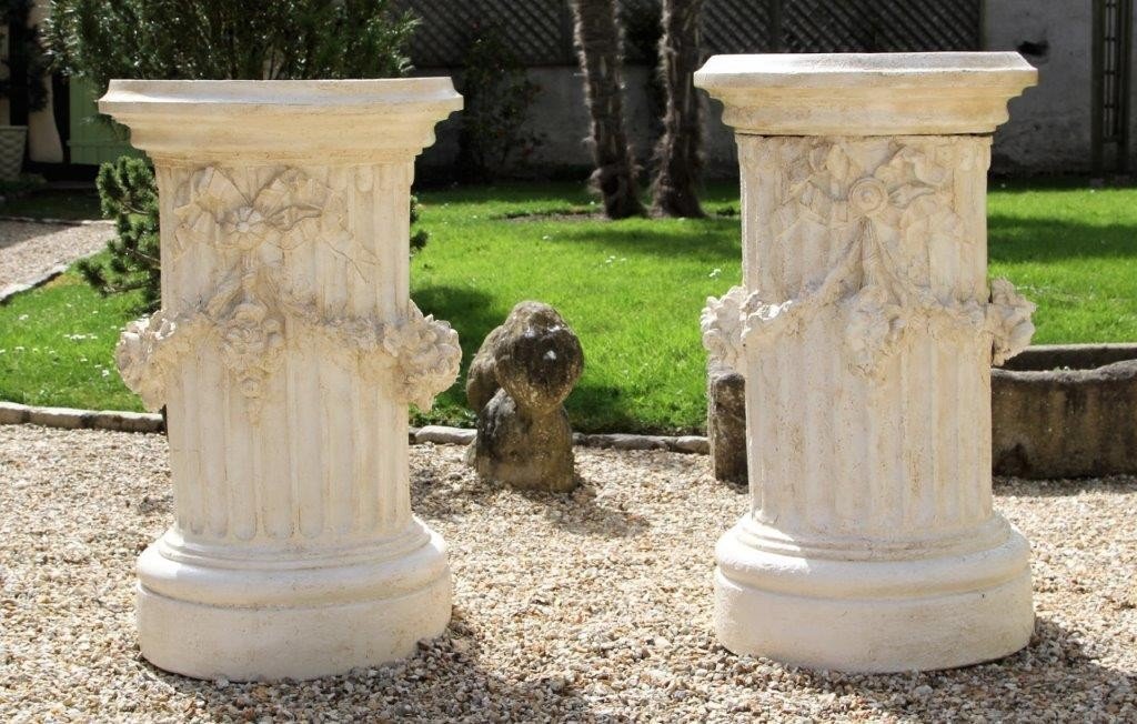 Gossin Frères In Paris, Pair Of Terracotta Columns, Circa 1880