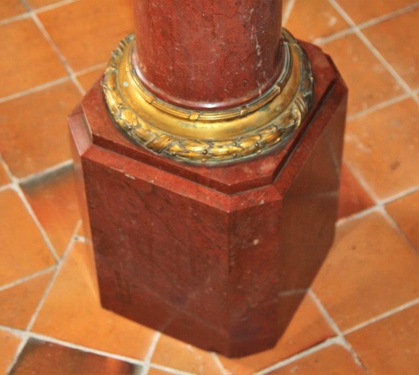 Colonne Sellette Marbre Rouge, XIXe-photo-2