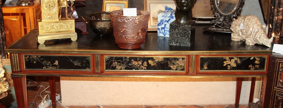 Caspar Schneider (received Maitre March 15, 1786), Large Mahogany And Coromandel Lacquer Flat Desk-photo-2