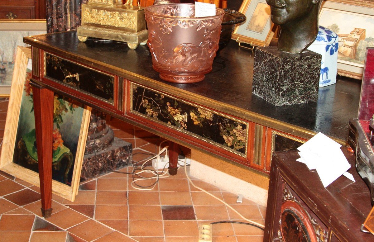 Caspar Schneider (received Maitre March 15, 1786), Large Mahogany And Coromandel Lacquer Flat Desk-photo-2