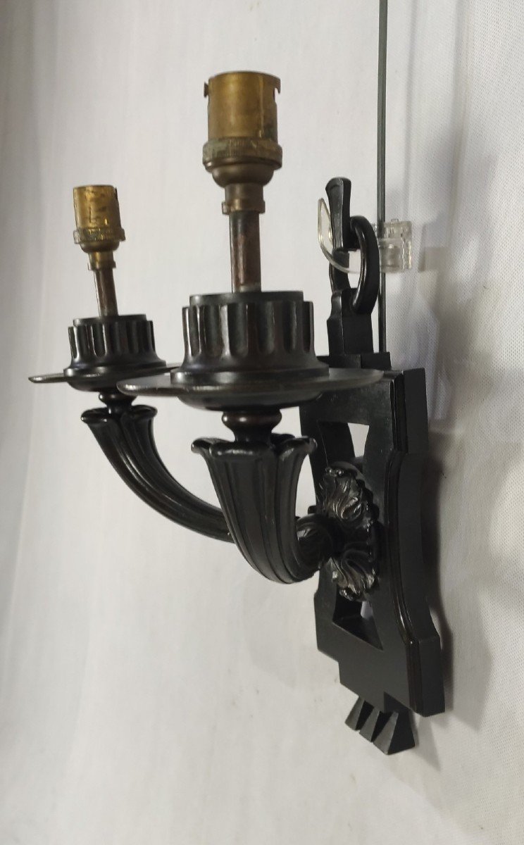 Pair Of Bronze Sconces (in The Taste Of André Arbus), Circa 1930/1940-photo-4