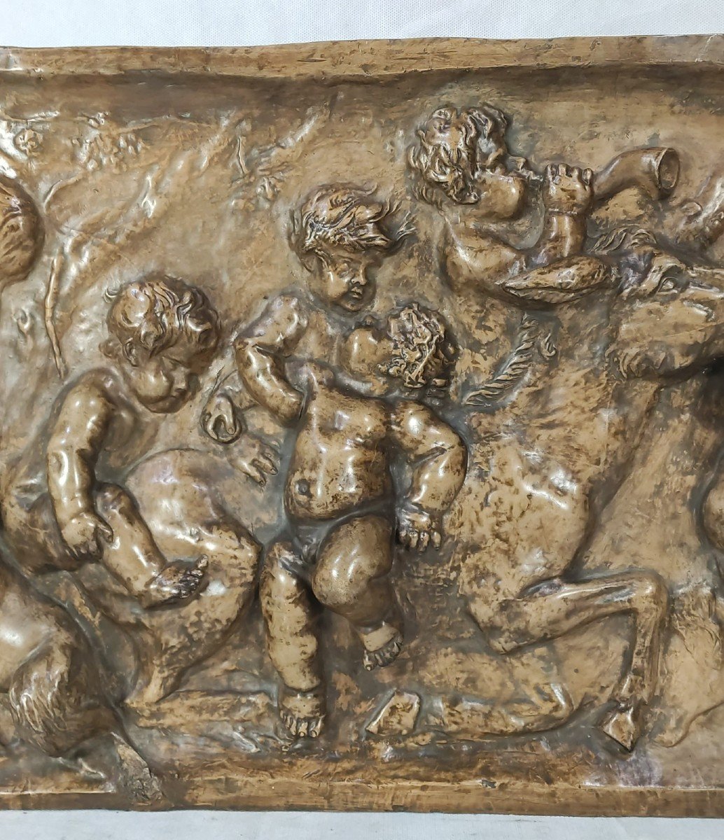 François Duquesnoy (1592-1643) d'après, bas relief "Silène endormi à l'âne rétif", XIXe-photo-3