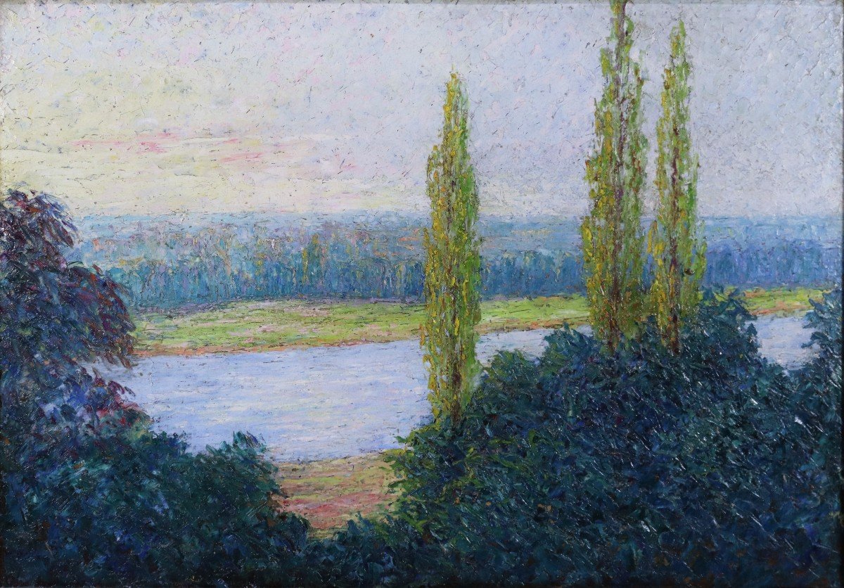 Proantic: Victor Charreton ( 1864-1936), Tableau HST " Paysage à La Ri