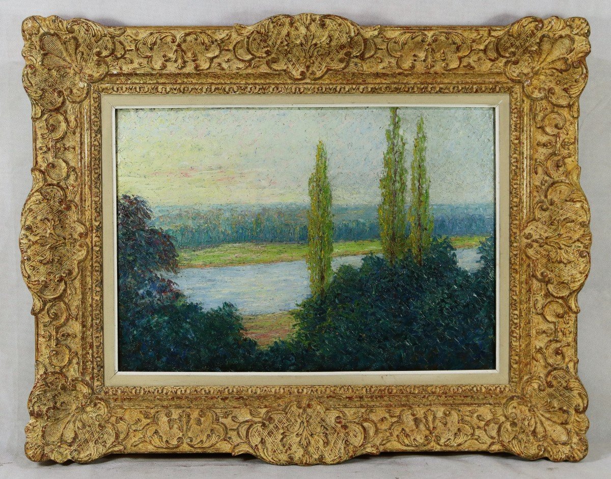 Proantic: Victor Charreton ( 1864-1936), Tableau HST " Paysage à La Ri