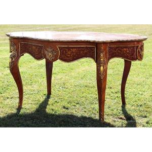 Fiddle Shape Marquetry Desk Table, Style, 20th Century