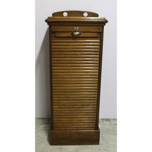 Filing Cabinet, Called "notary", With Curtains, Circa 1920