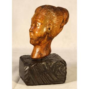 Arthur Lutenbacher (20th), Sculpture In Olive Wood, 20th