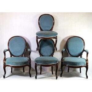 Jeanselme (1824-19th) Suite Of 2 Chairs And 2 Armchairs, Stamped, 19th