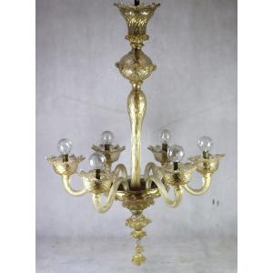 Venetian Murano "gold" Glass Chandelier, 19th Century