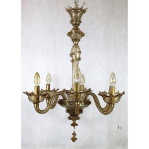 Venetian Murano “smoked Gold” Glass Chandelier, 19th Century