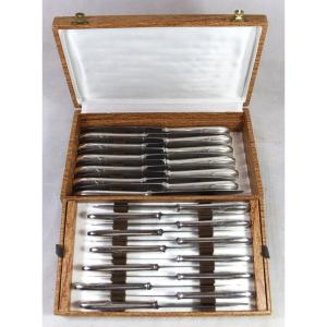 Art Deco, Series Of 12 Large Knives And 12 Small Knives, 20th Century