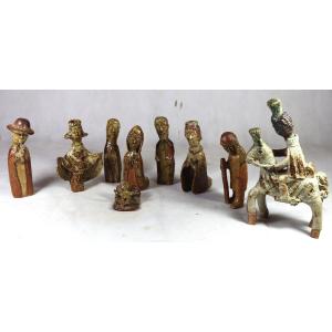 Jean Lerat (1913-1992), Jacqueline Lerat (1920-2009), Set Of 9 Nativity Figures, 1950