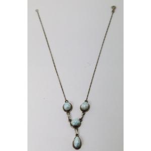 Collier En Argent Et Turquoise, XXe