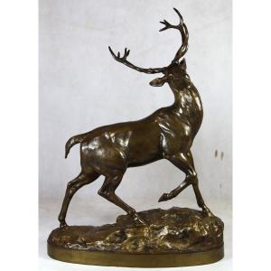 Louis Vidal (1831-1892), Bronze Sculpture "deer", 19th Century