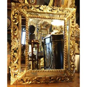 Large Gilded Wooden Pareclose Mirror, Late 19th Century