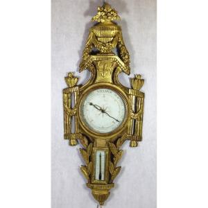 Louis XVI Period Barometer In Gilded Wood, 18th Century