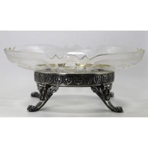 Centre De Table En Cristal De Baccarat Et Argent, Début XXe