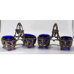 Emile Hugo (1853-1880), Pair Of Double Silver Salt Cellars, 19th Century