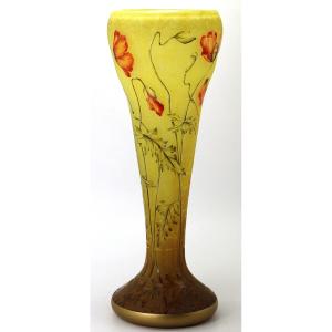 Daum Nancy, Vase With "poppies", Circa 1900