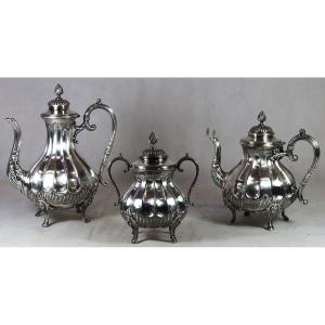 3 Piece Silver Plated Service, English Work, James Deakin & Sons, 19th Century