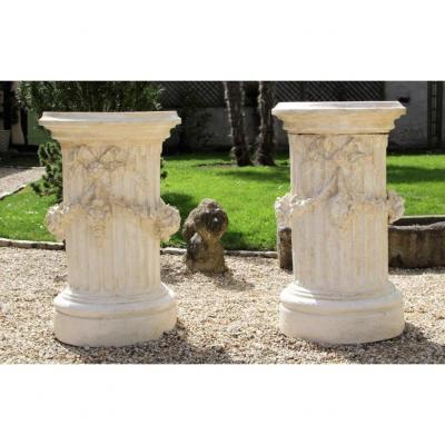 Gossin Frères In Paris, Pair Of Terracotta Columns, Circa 1880